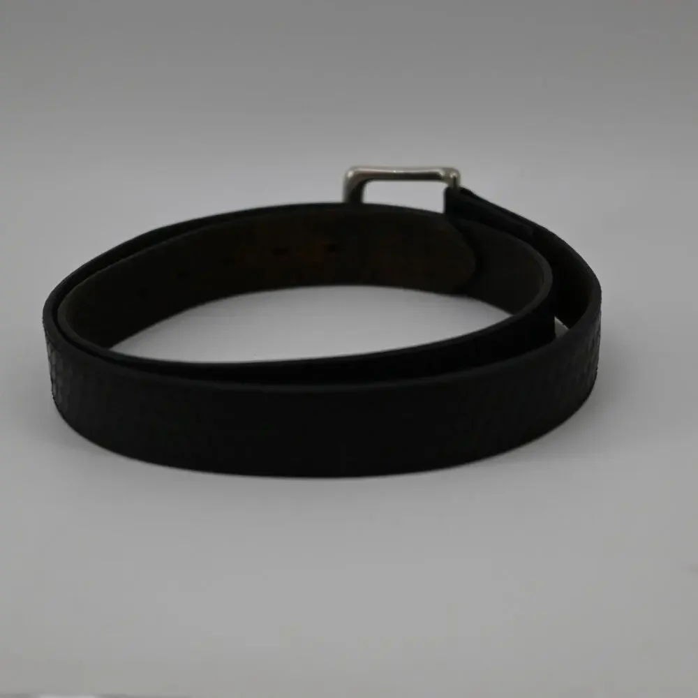 Men's Leather Belt Size 46 Black Basket Weave Casual Security Uniform